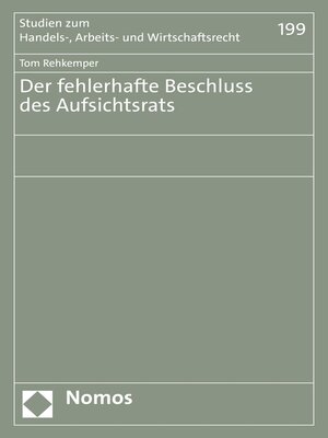 cover image of Der fehlerhafte Beschluss des Aufsichtsrats